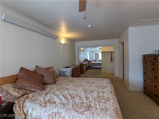 2327 Iron Dr, Ely, NV 89301 - bedroom with light carpet and ceiling fan