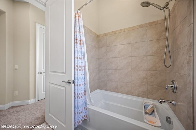 bathroom featuring shower / bathtub combination with curtain