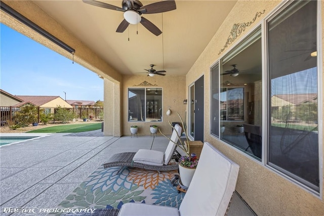 view of patio / terrace with ceiling fan