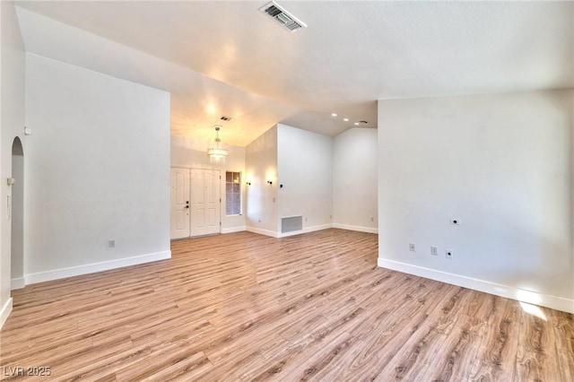 unfurnished living room with light hardwood / wood-style floors