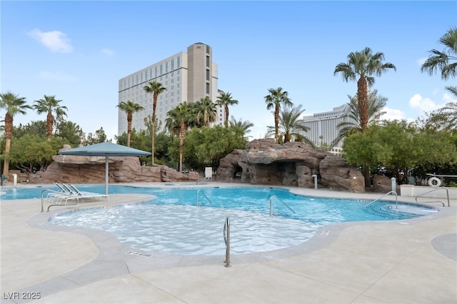 view of pool with a patio area