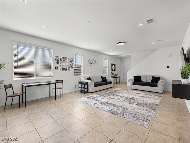 view of tiled living room