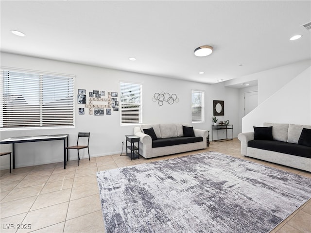 view of tiled living room