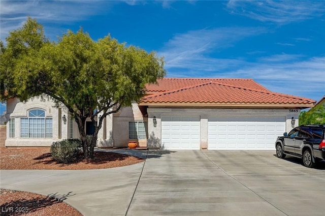 view of front of property with a garage