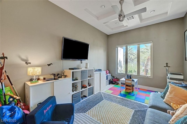 playroom with ceiling fan