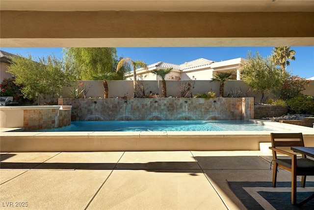 view of pool featuring pool water feature