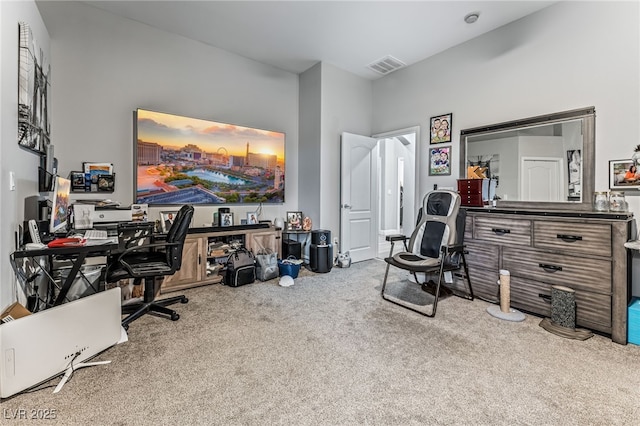 view of carpeted office space