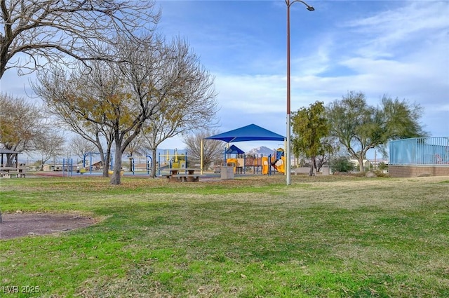 view of yard with a playground