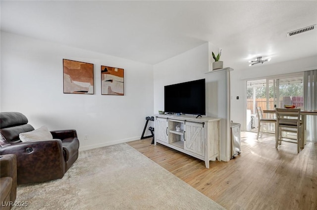 living room with light wood-type flooring