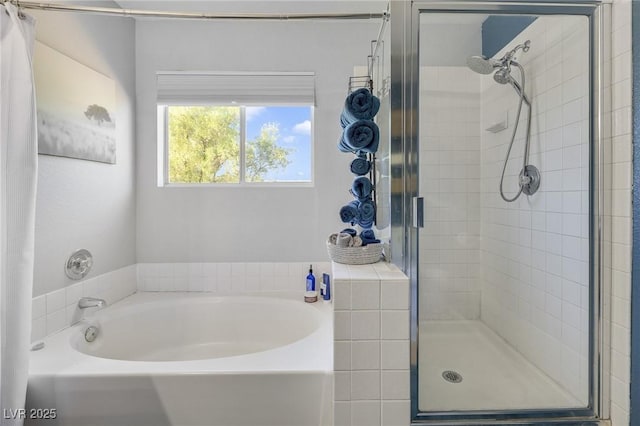 bathroom with separate shower and tub