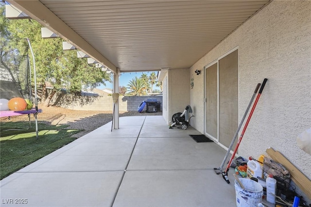 view of patio with a trampoline