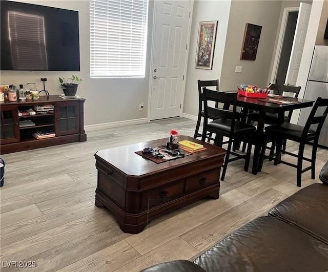 living room featuring light wood-type flooring