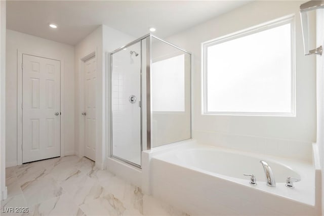 bathroom with independent shower and bath