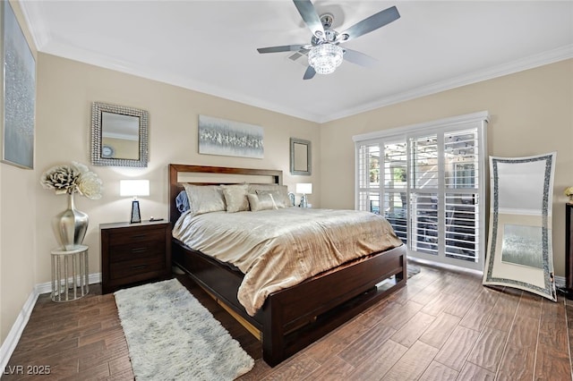 bedroom featuring crown molding and ceiling fan