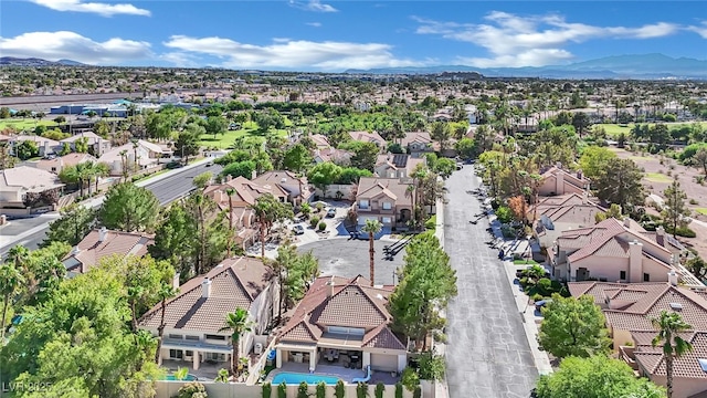 aerial view with a mountain view