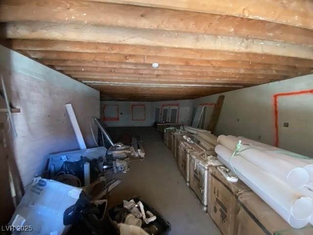 view of unfinished attic