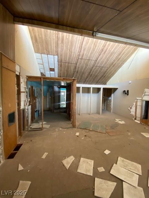 interior space featuring wooden ceiling