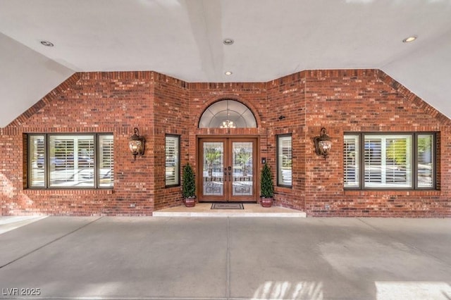 property entrance featuring french doors