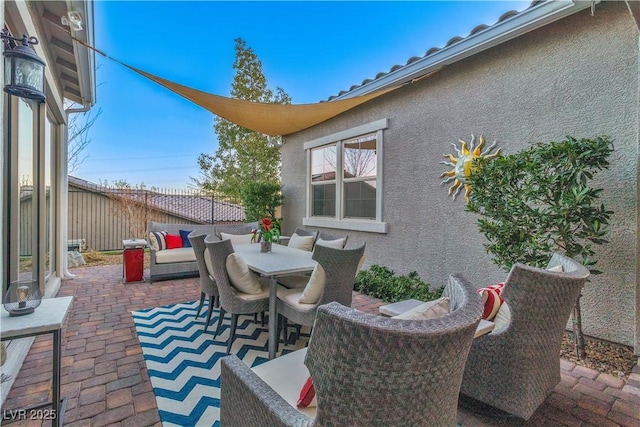 view of patio featuring an outdoor living space