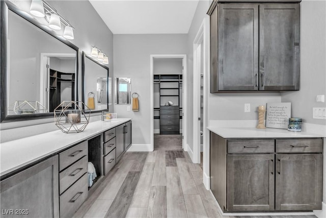 bathroom featuring vanity and wood-type flooring