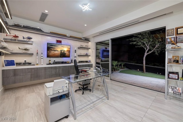 view of tiled home office