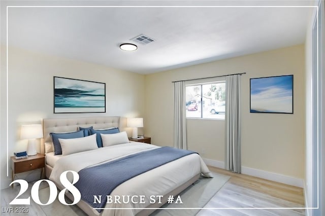 bedroom featuring light hardwood / wood-style flooring