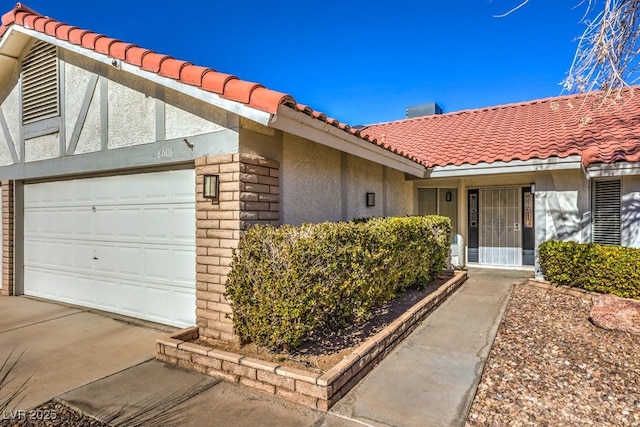 property entrance with a garage