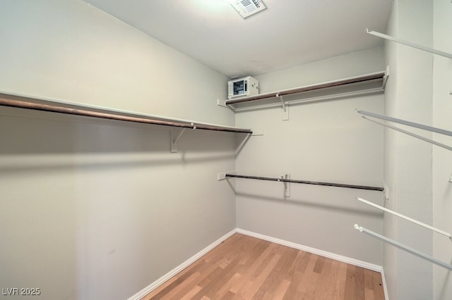 walk in closet with wood-type flooring