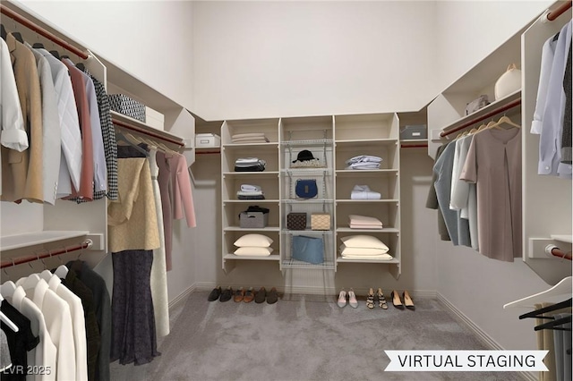 spacious closet with carpet floors