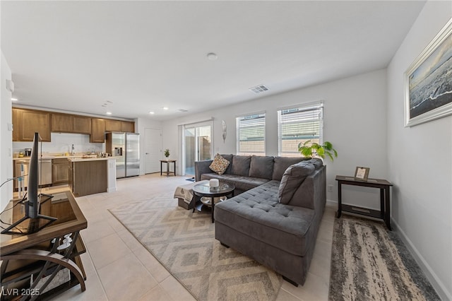 view of tiled living room