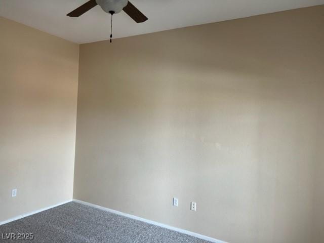 empty room with carpet floors and ceiling fan