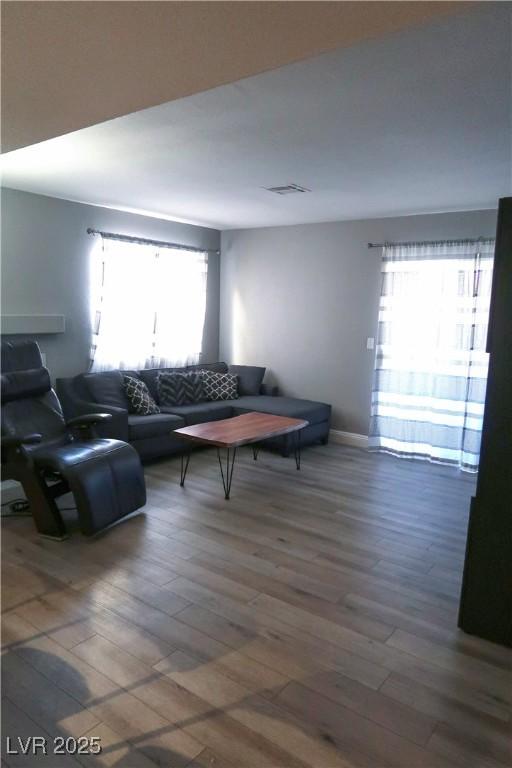 living room featuring hardwood / wood-style flooring and plenty of natural light