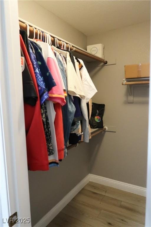 walk in closet featuring wood-type flooring