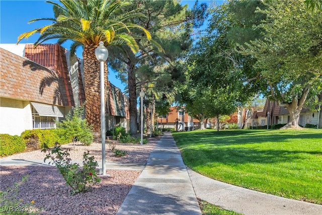 view of community featuring a lawn