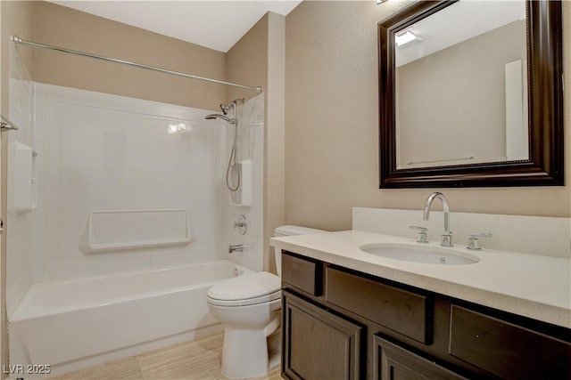 full bathroom featuring vanity, toilet, and shower / bathing tub combination