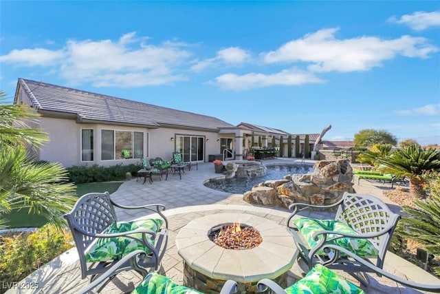 exterior space featuring a fire pit