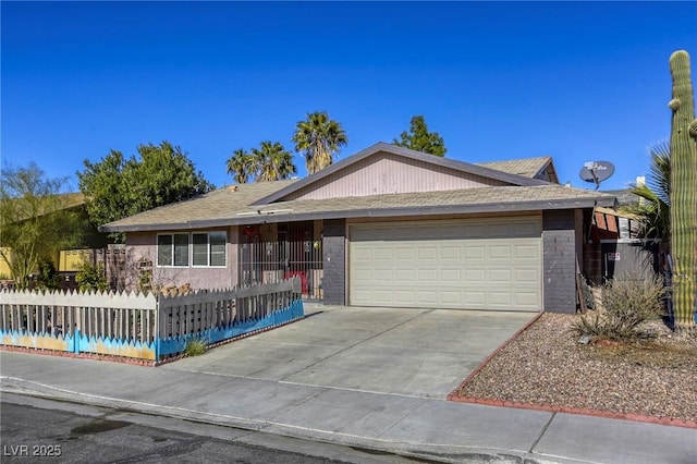 single story home with a garage