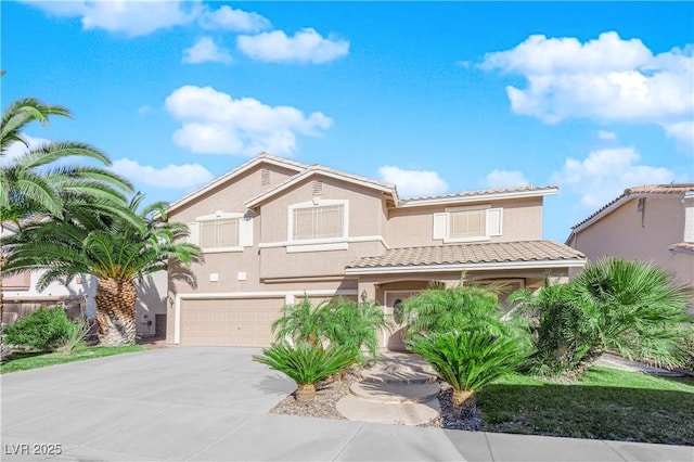 view of front of property with a garage