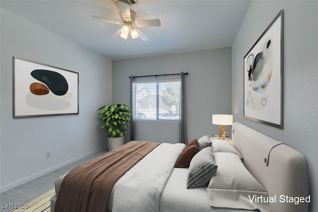 bedroom featuring ceiling fan