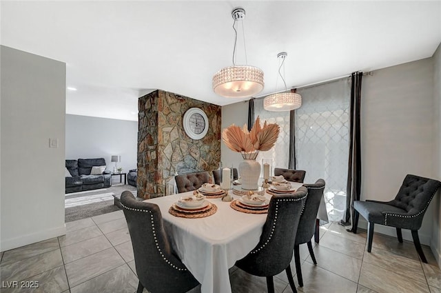 dining room with light tile patterned floors