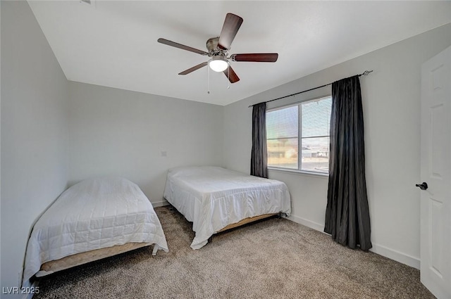 bedroom with carpet and ceiling fan