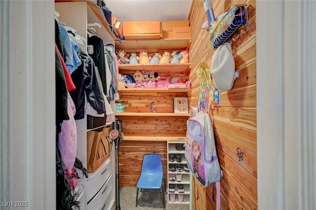 spacious closet with carpet floors