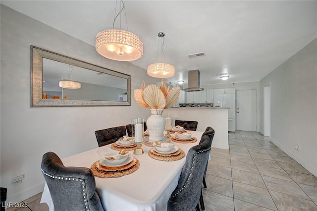 view of tiled dining room