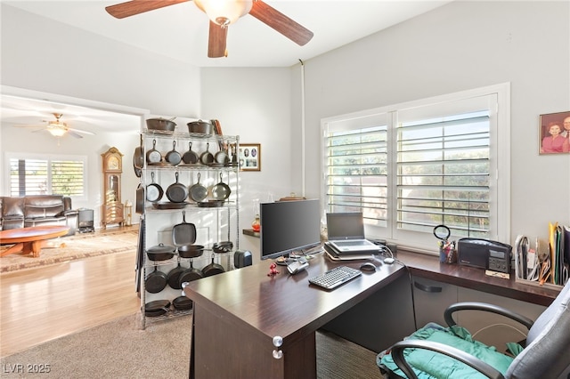 office with light colored carpet