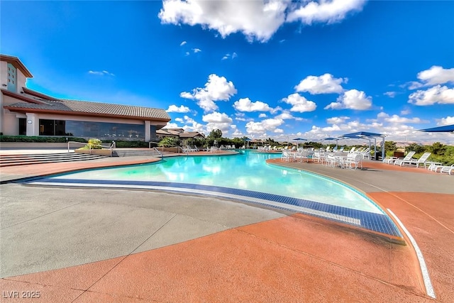 view of pool featuring a patio area