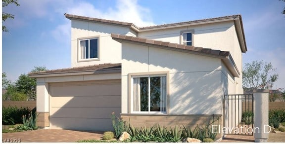 view of side of property featuring a garage