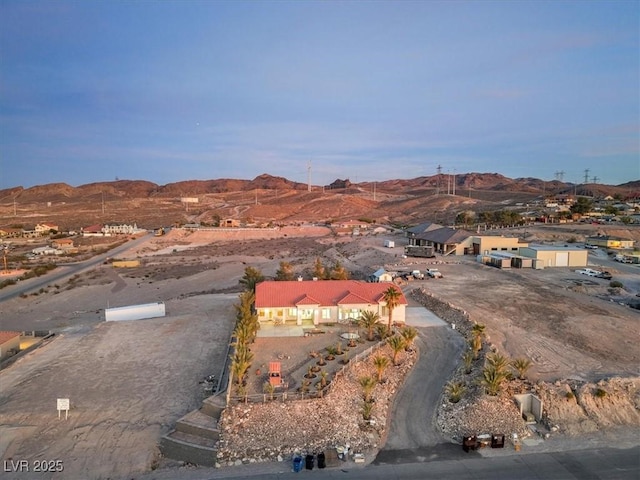 drone / aerial view with a mountain view