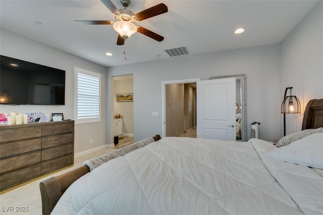 bedroom featuring ceiling fan