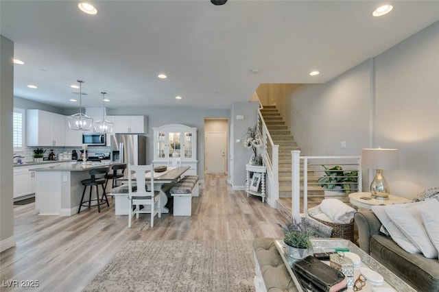 living room featuring light hardwood / wood-style flooring