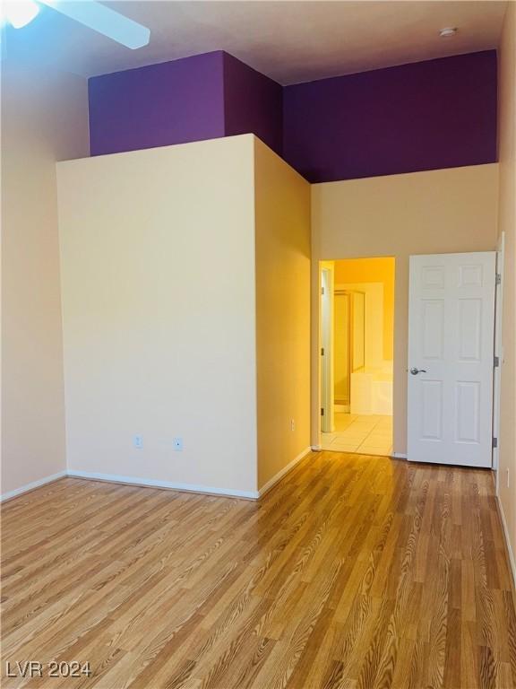 spare room featuring light hardwood / wood-style floors